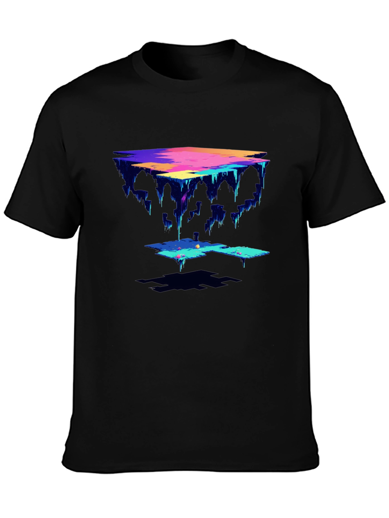 Abstract Pixel Art Black T-Shirt