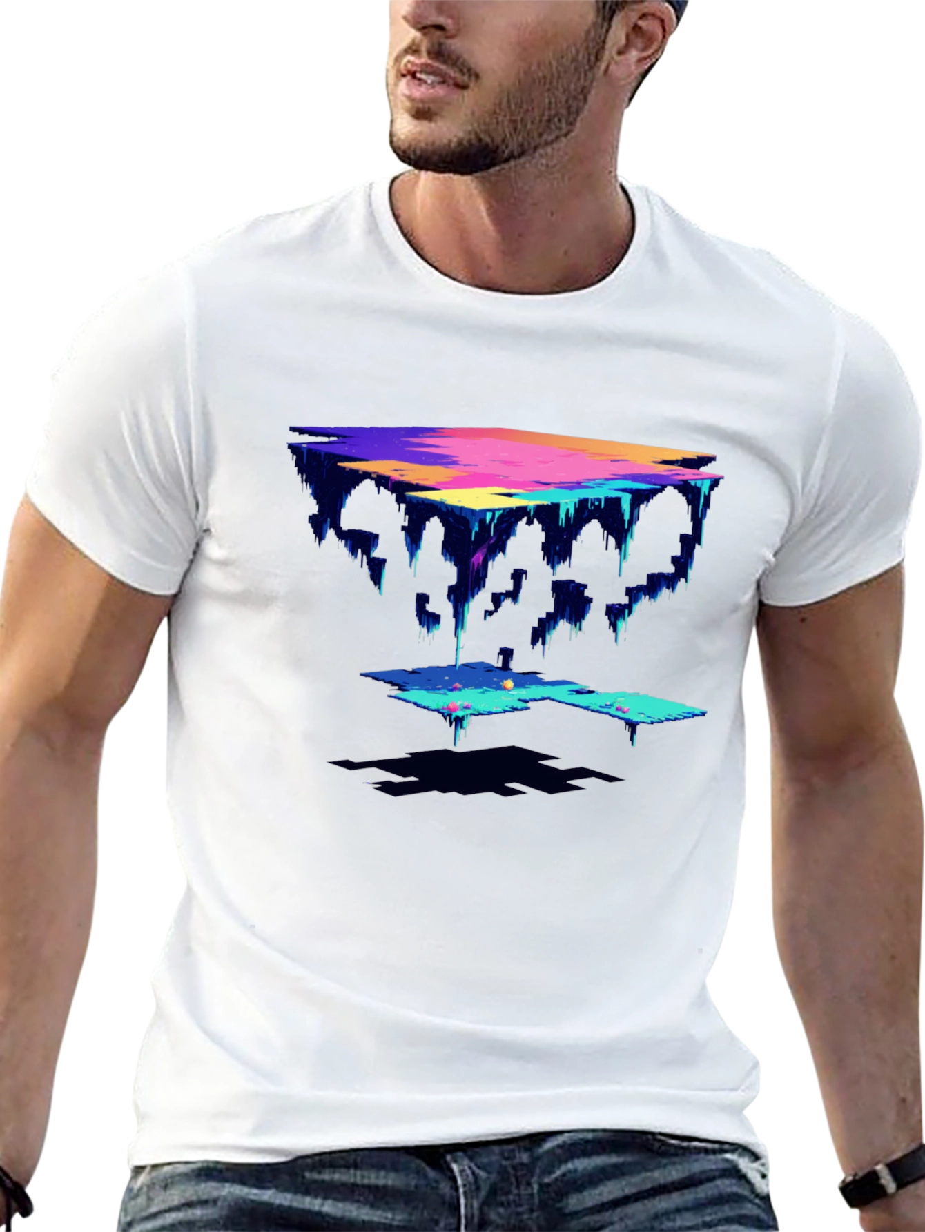 Abstract Pixel Art Black T-Shirt