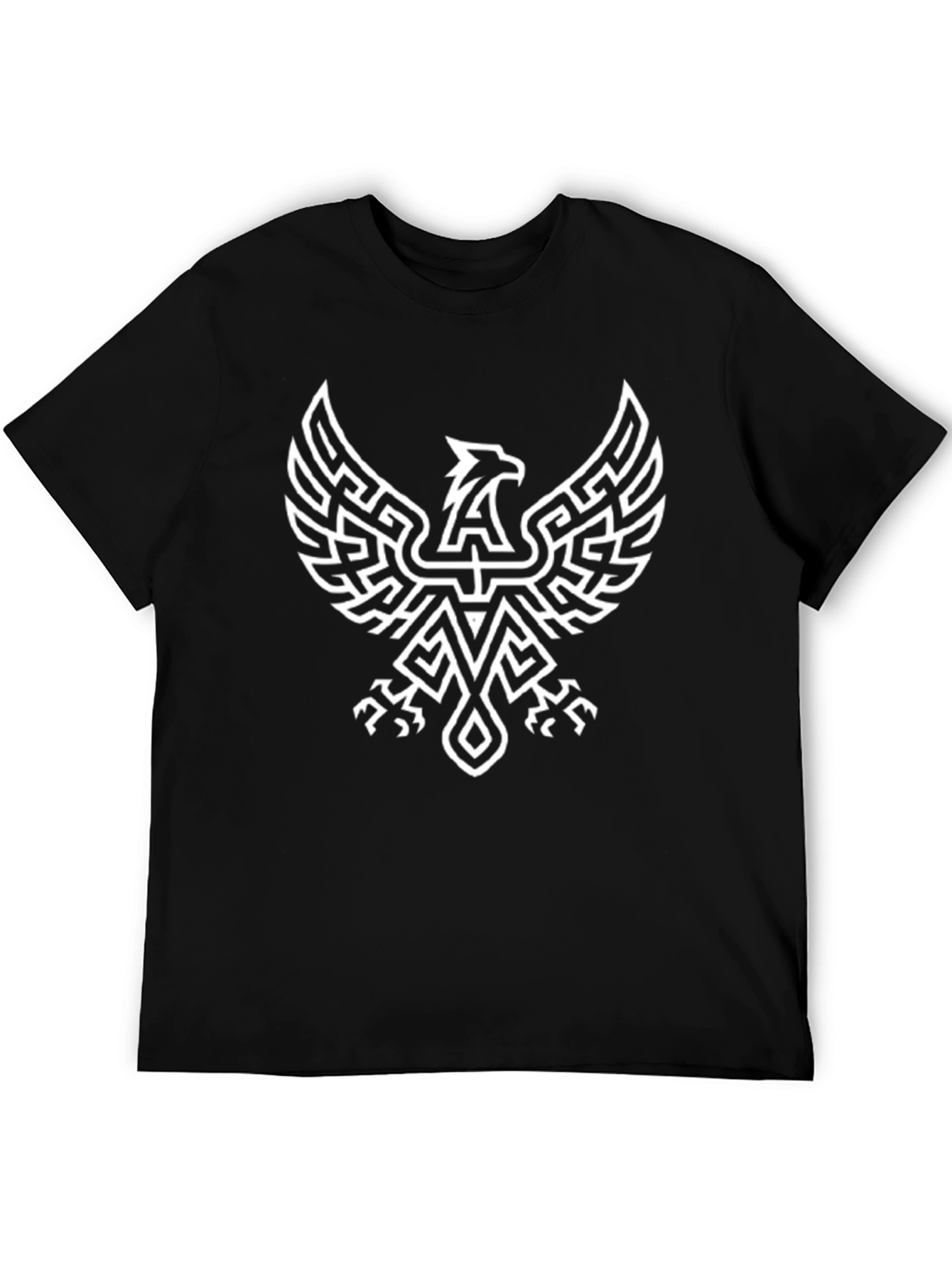 Geometric Phoenix Graphic Black T-Shirt