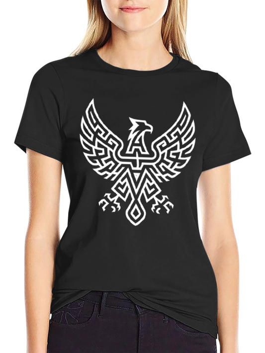 Geometric Phoenix Graphic Black T-Shirt