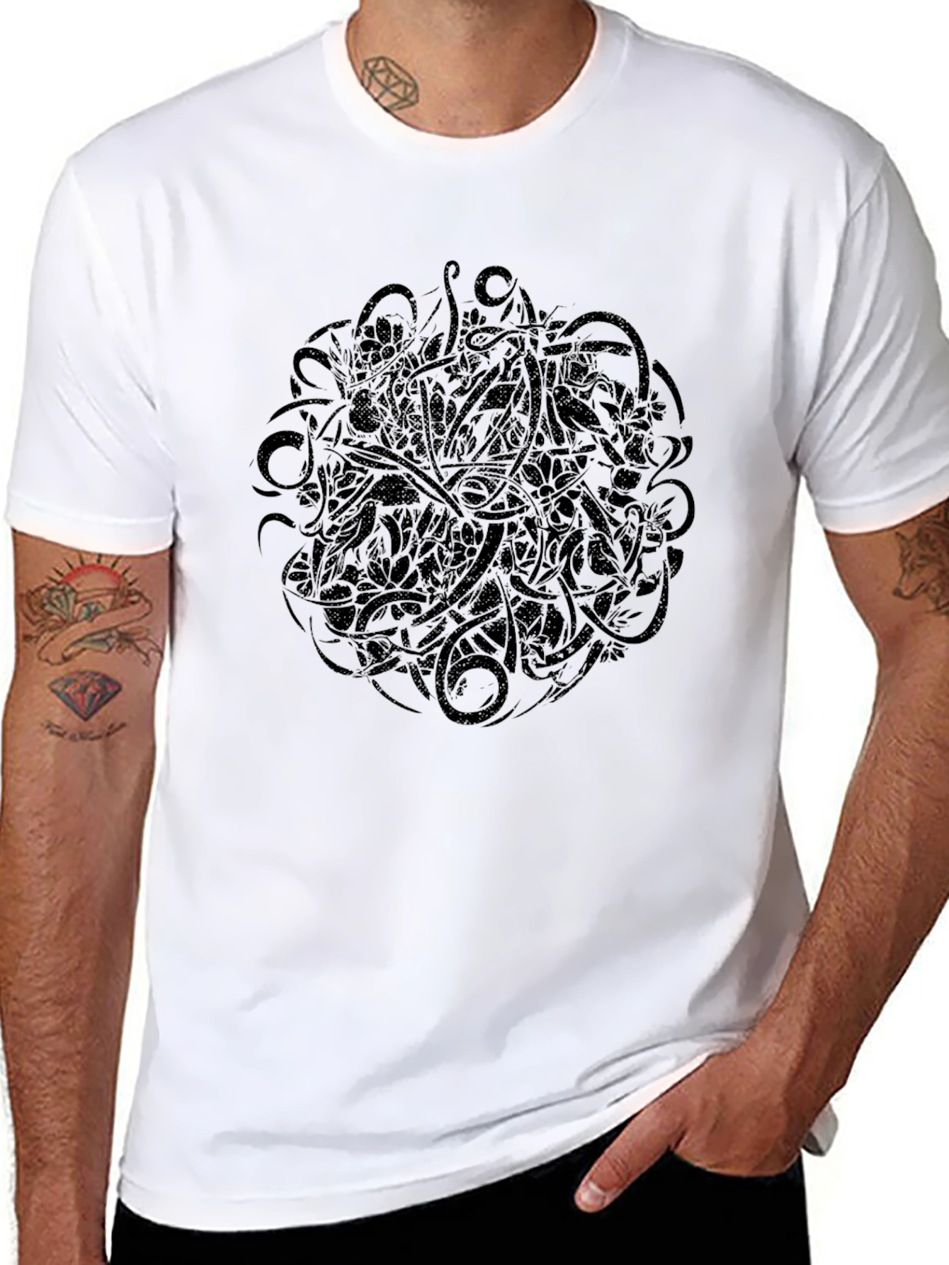 Abstract Black Graphic Print T-Shirt