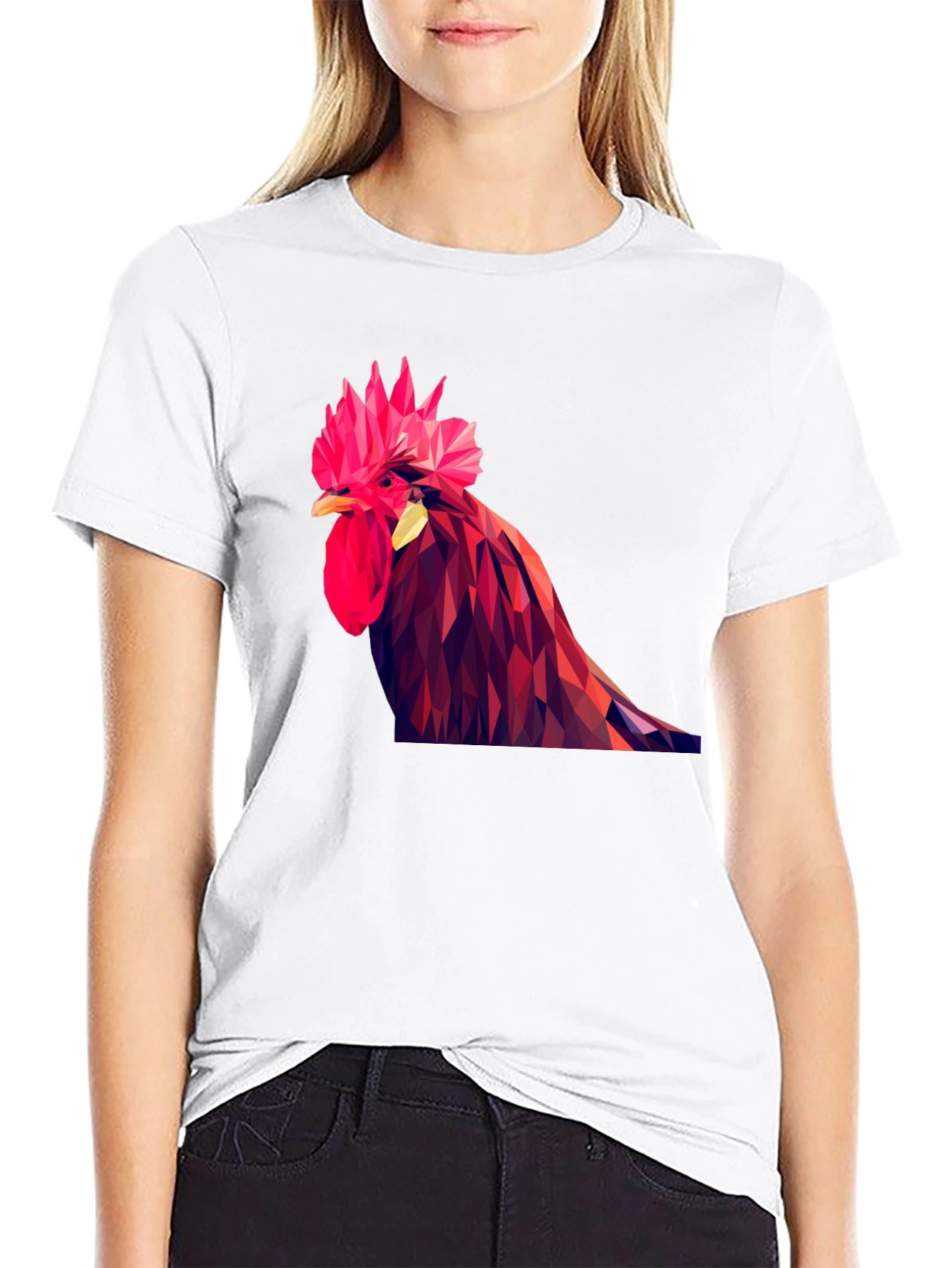 Geometric Rooster Graphic T-Shirt