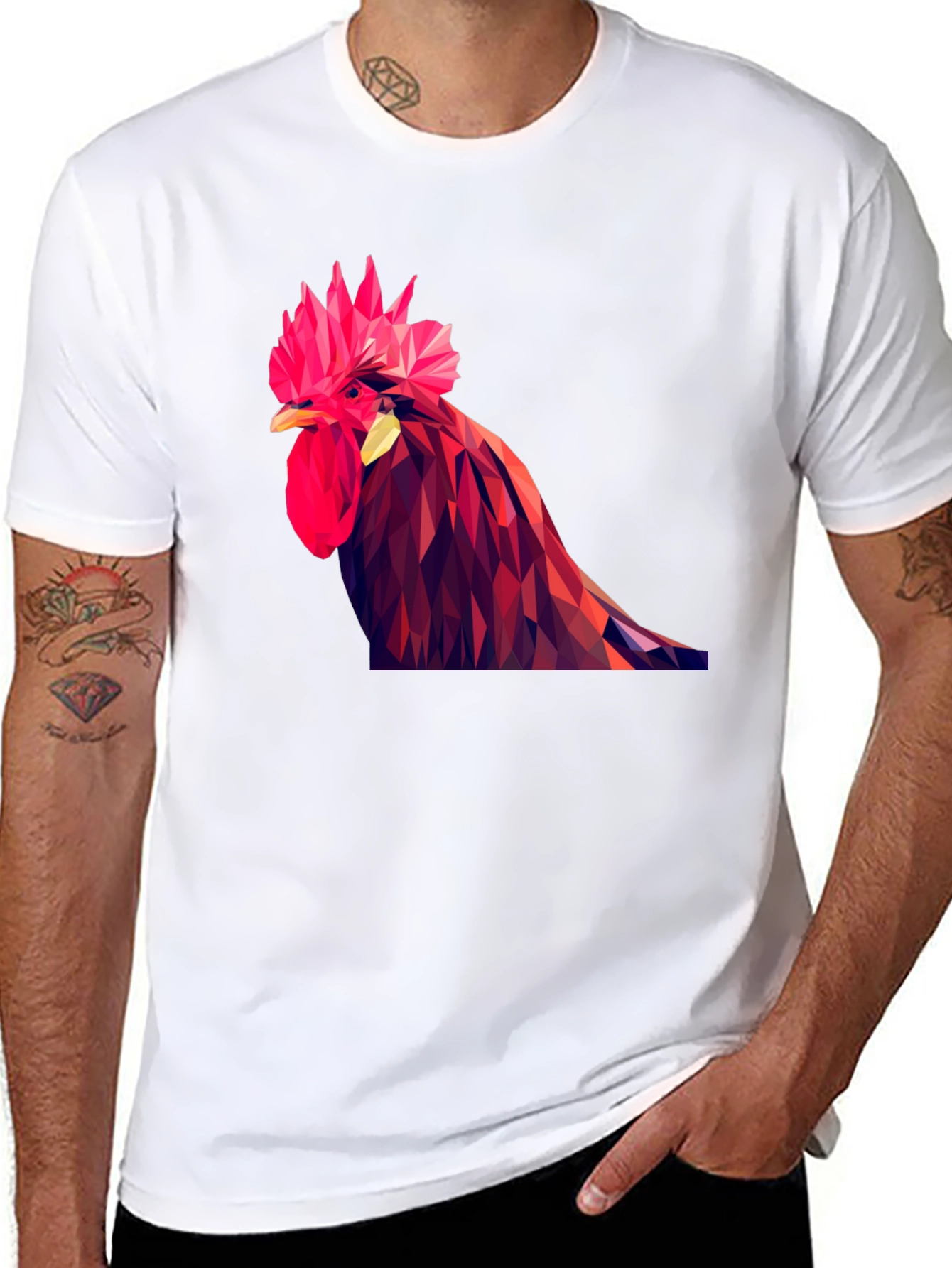 Geometric Rooster Graphic T-Shirt