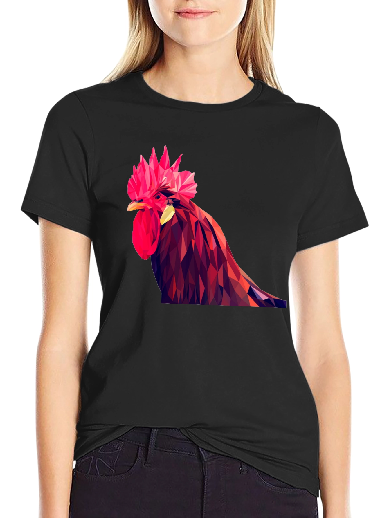 Geometric Rooster Graphic T-Shirt