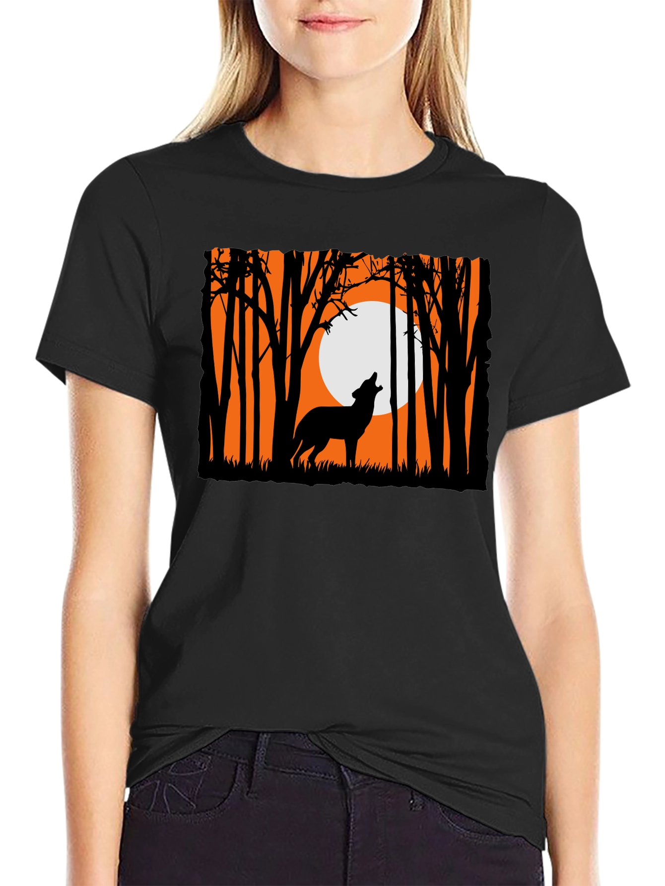 Wolf Howling at Moon Graphic Tee