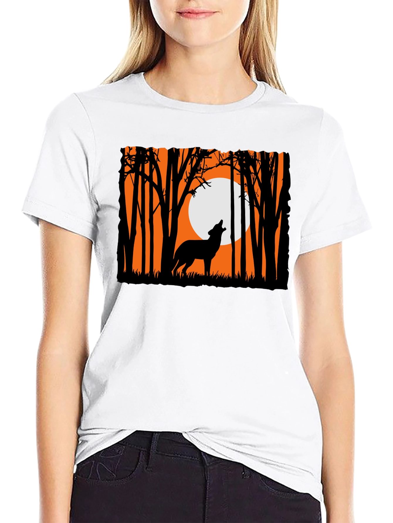Wolf Howling at Moon Graphic Tee