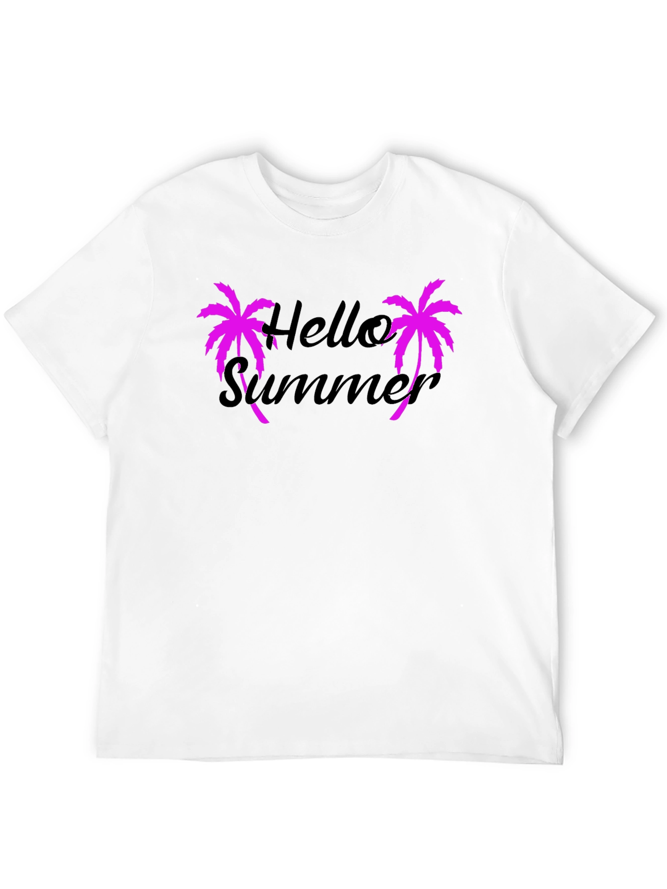 Hello Summer Graphic Tee - Pink Palm Trees