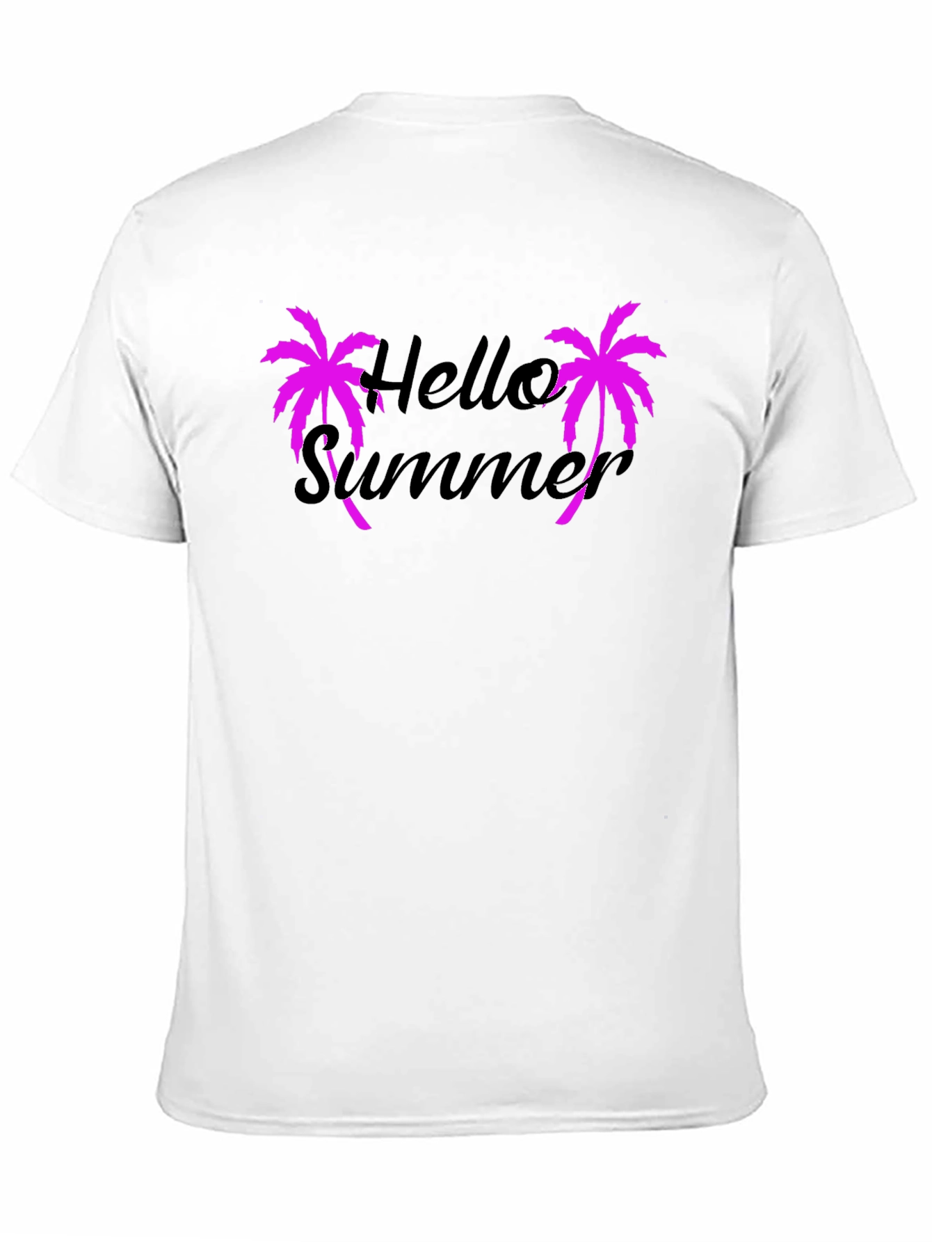 Hello Summer Graphic Tee - Pink Palm Trees