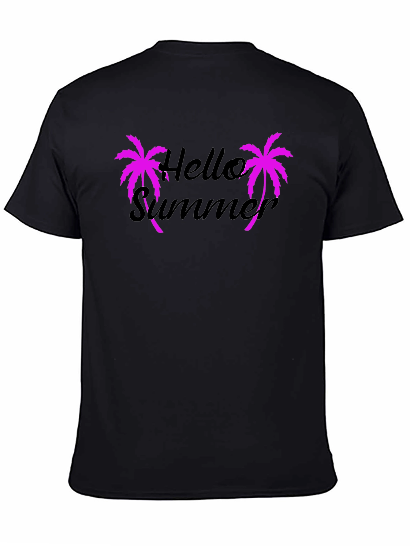 Hello Summer Graphic Tee - Pink Palm Trees