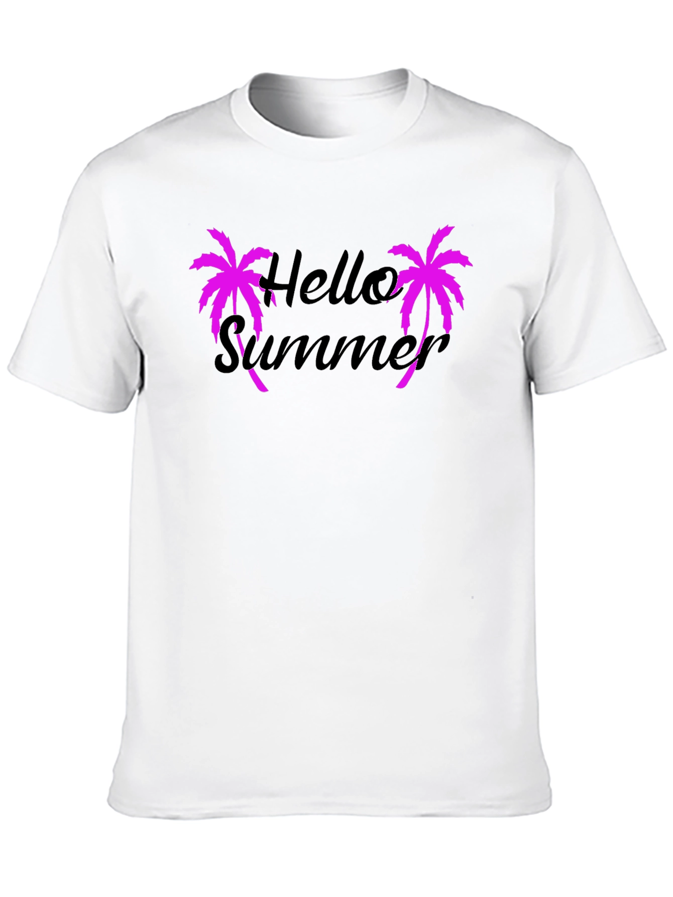Hello Summer Graphic Tee - Pink Palm Trees