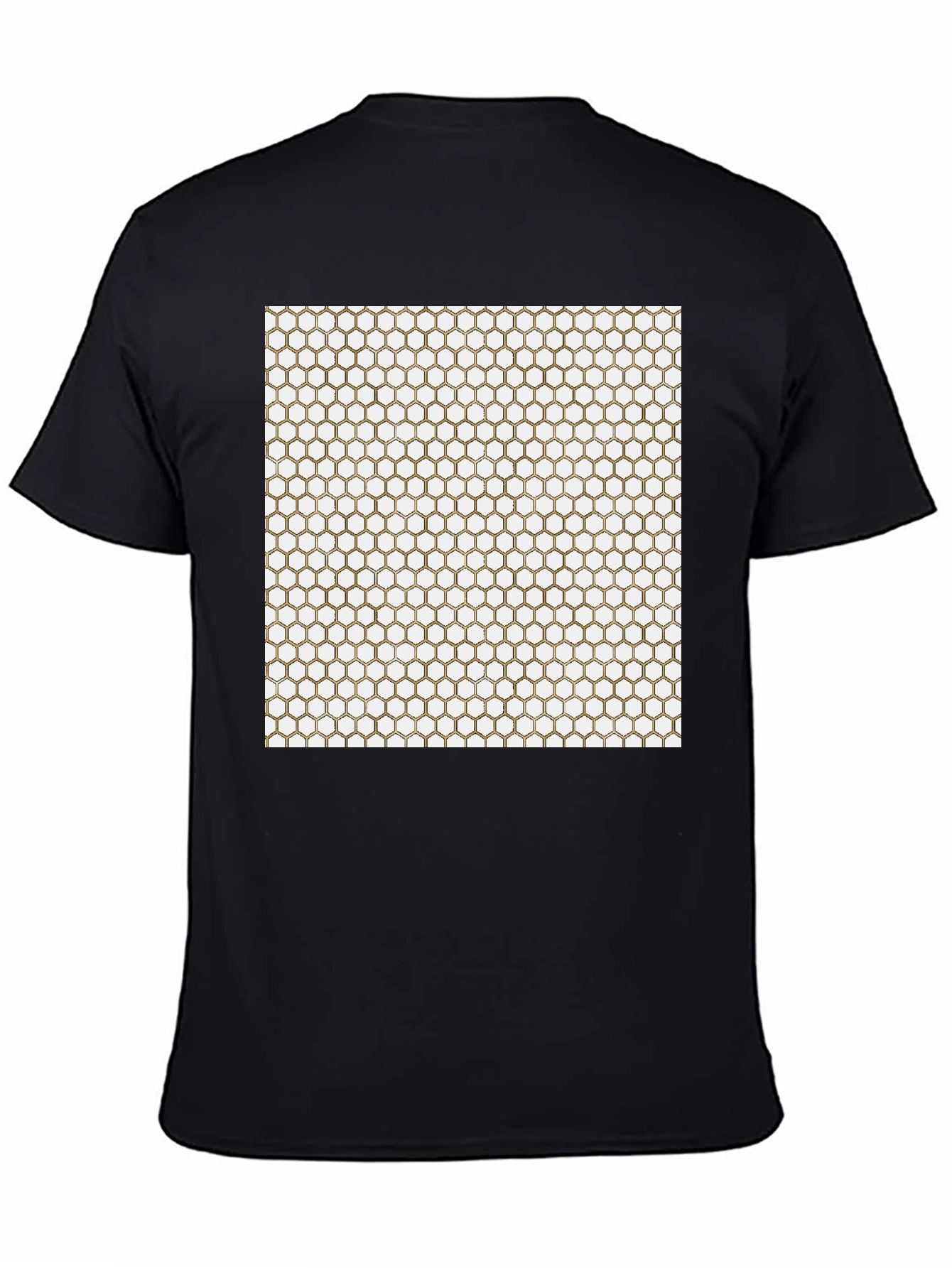 Geometric Hexagon Pattern Black T-Shirt