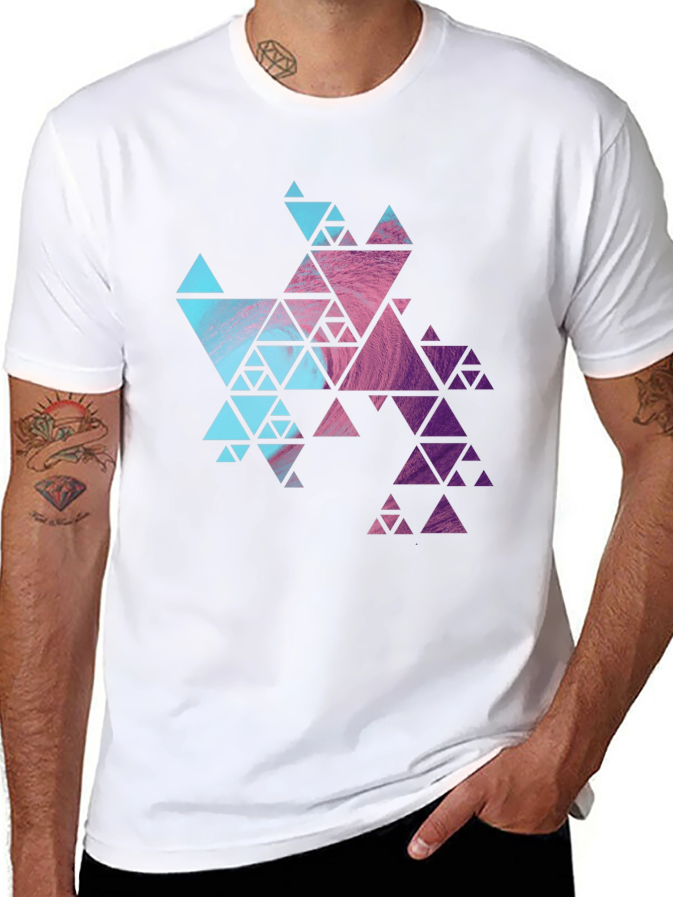 Geometric Fractal Triangle T-Shirt - Modern Design