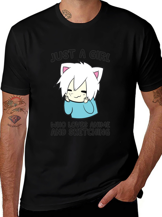 Anime Sketching Girl T-Shirt - Cute & Stylish