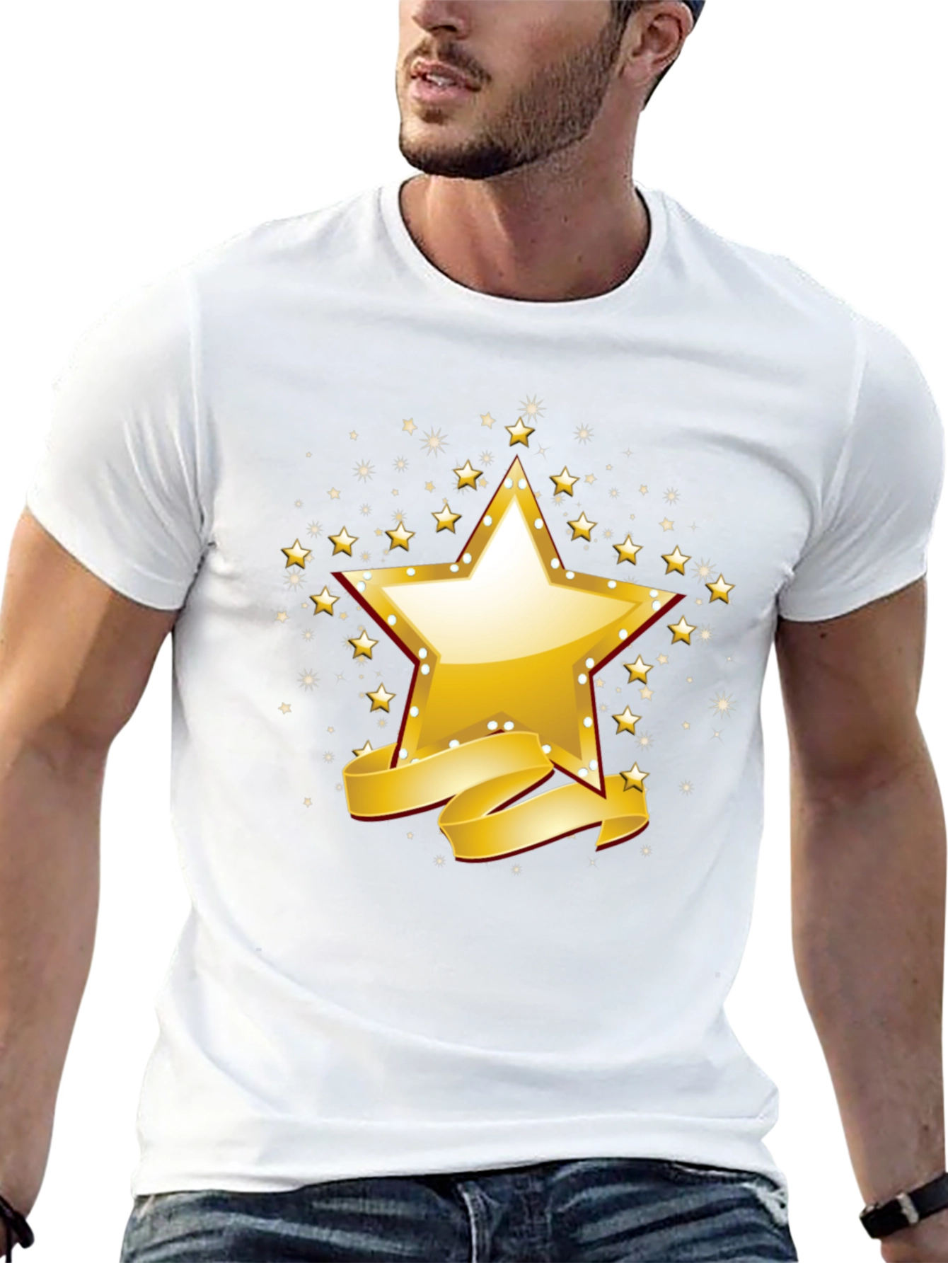Golden Star Graphic Black T-Shirt