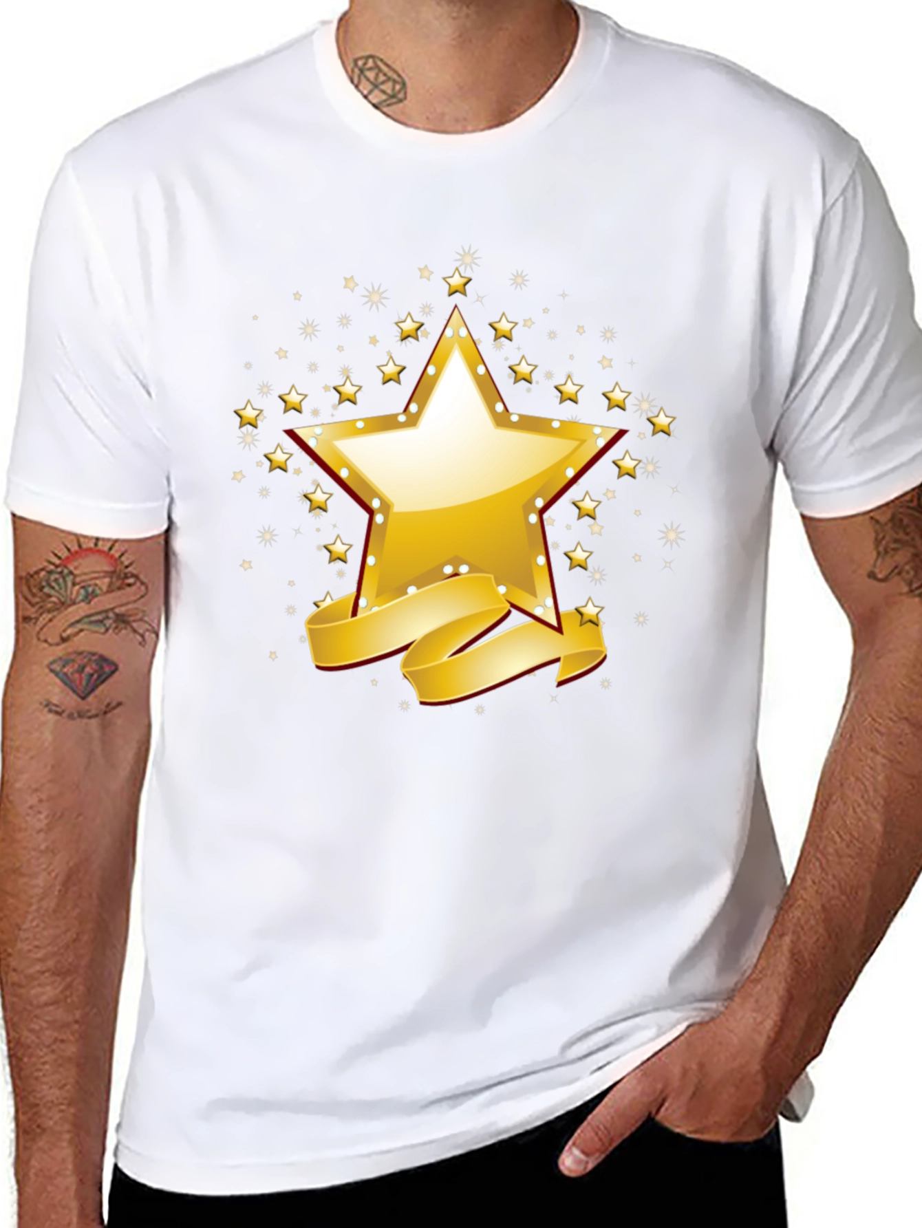 Golden Star Graphic Black T-Shirt