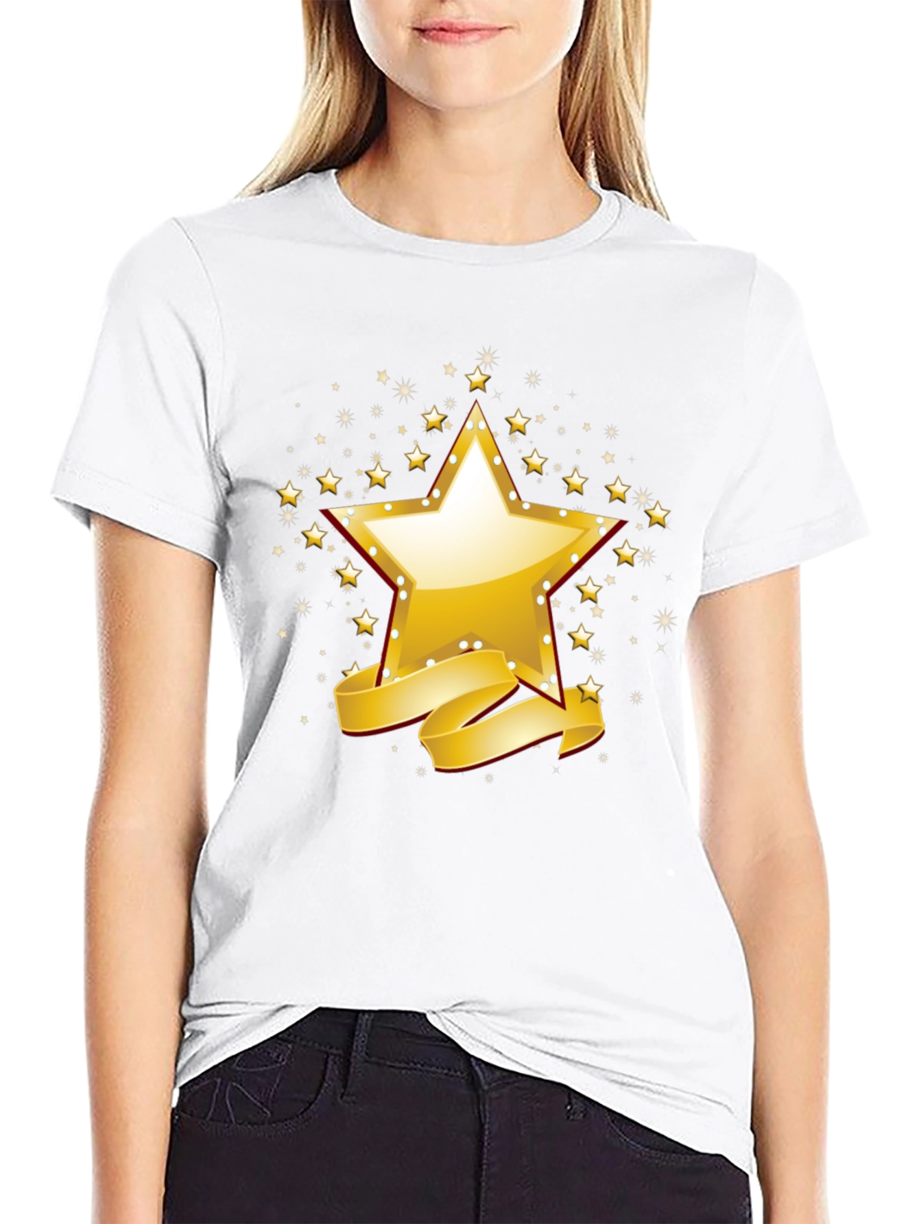 Golden Star Graphic Black T-Shirt