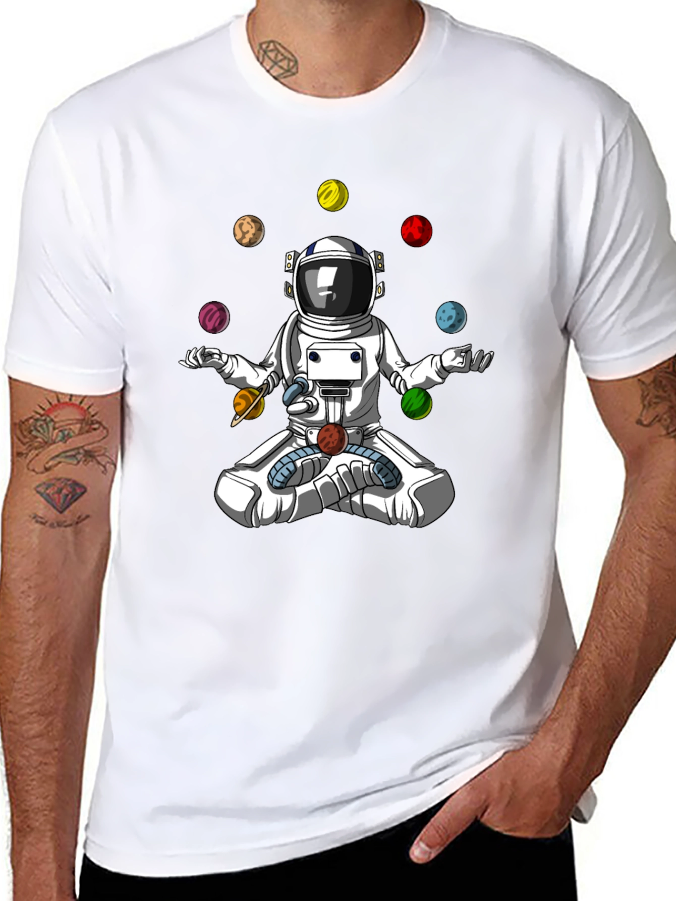 Astronaut Juggling Planets Graphic T-Shirt