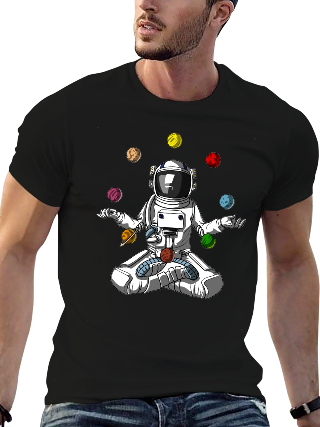 Astronaut Juggling Planets Graphic T-Shirt