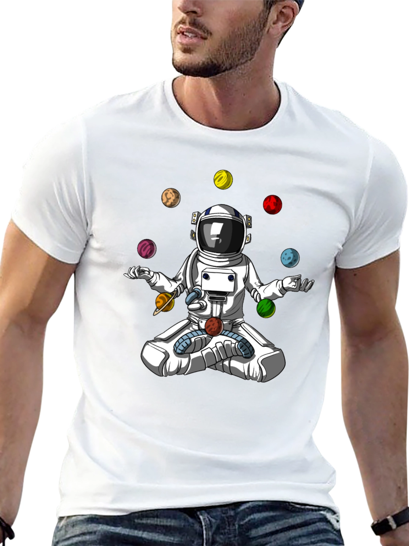 Astronaut Juggling Planets Graphic T-Shirt
