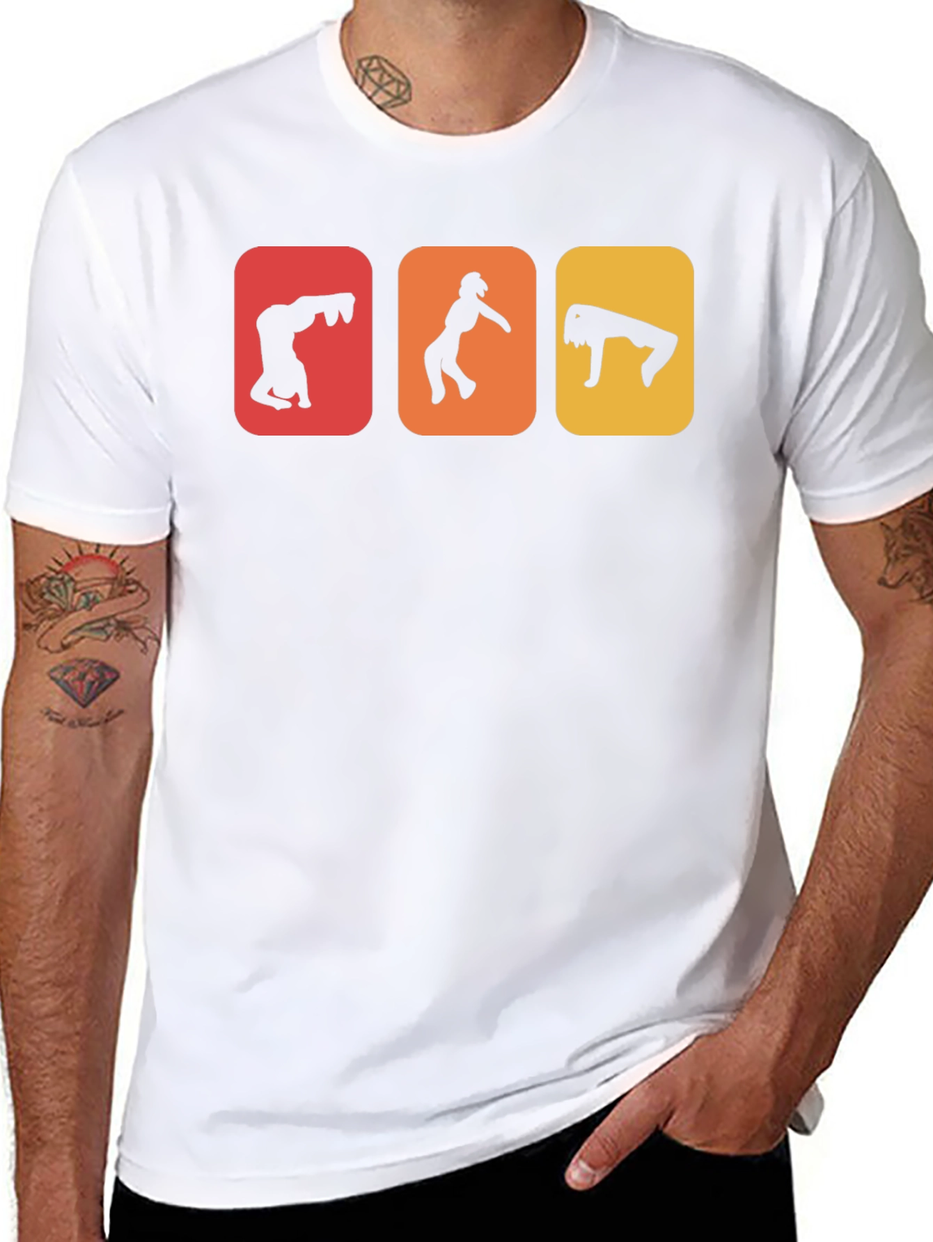Gymnast Silhouettes Graphic T-Shirt - Black Cotton Tee
