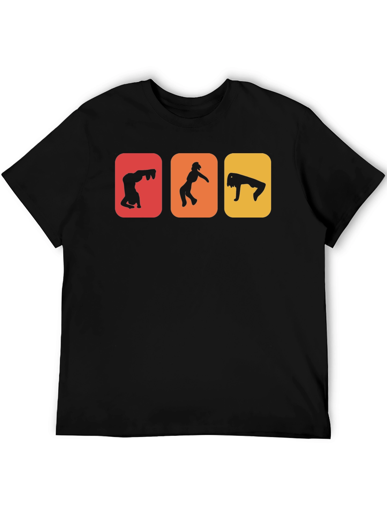 Gymnast Silhouettes Graphic T-Shirt - Black Cotton Tee