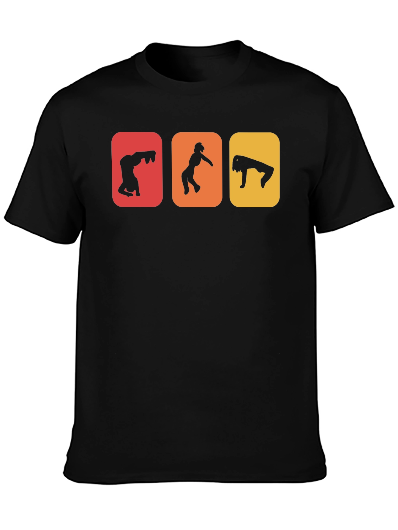 Gymnast Silhouettes Graphic T-Shirt - Black Cotton Tee