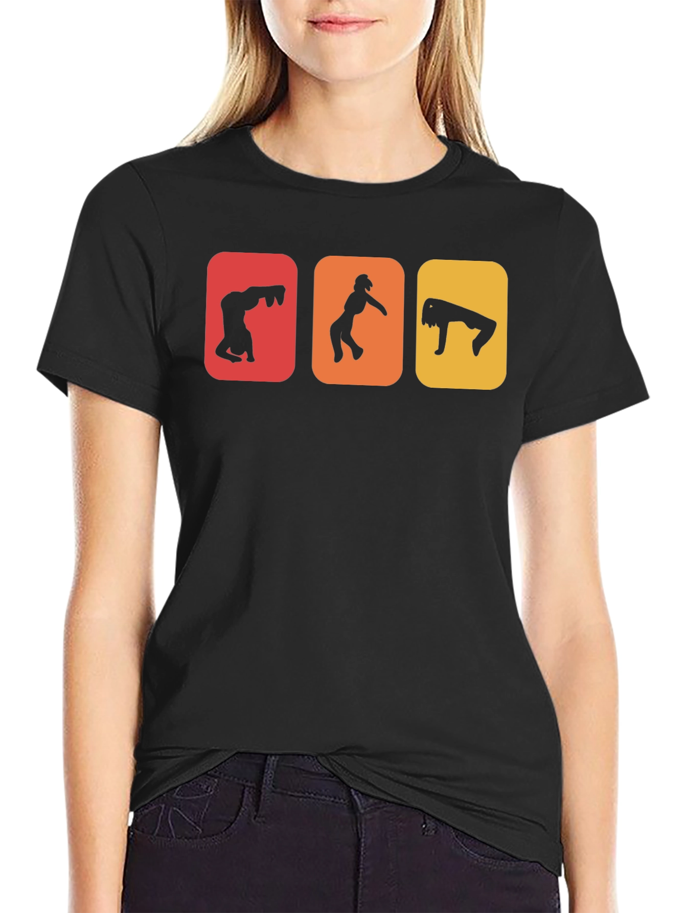 Gymnast Silhouettes Graphic T-Shirt - Black Cotton Tee