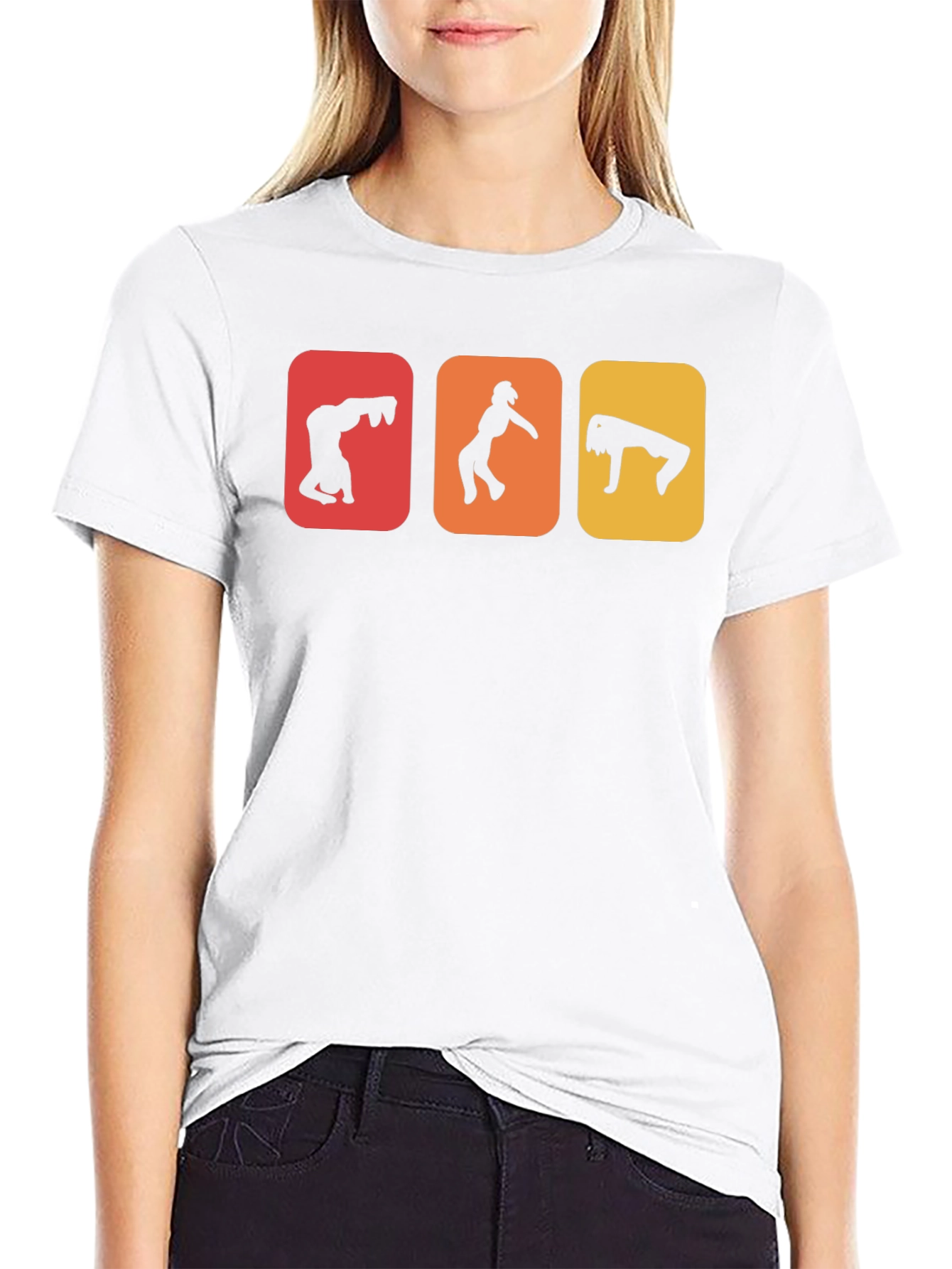 Gymnast Silhouettes Graphic T-Shirt - Black Cotton Tee