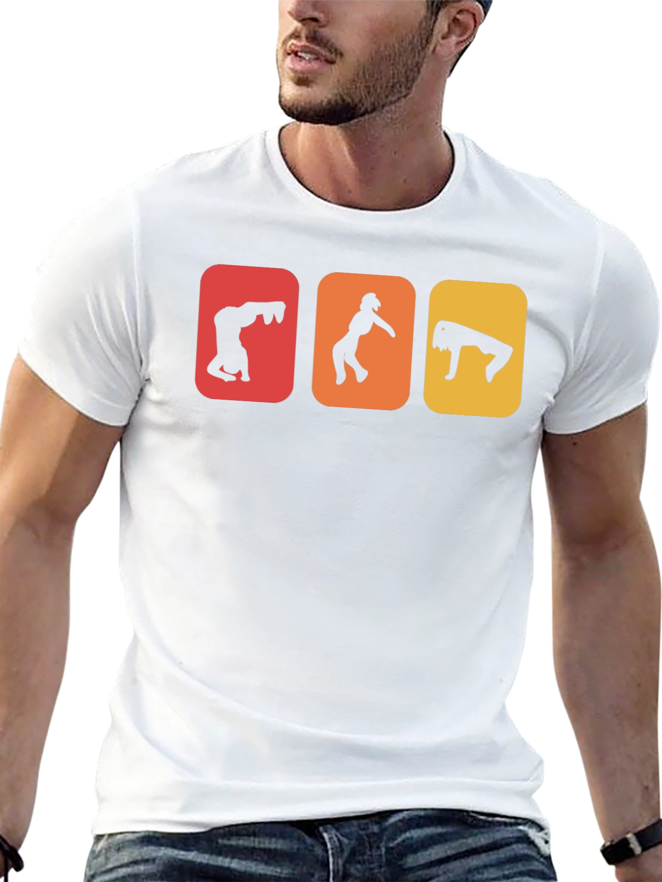 Gymnast Silhouettes Graphic T-Shirt - Black Cotton Tee