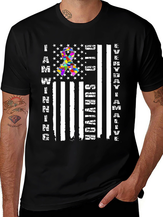 Autism Awareness American Flag Graphic Tee