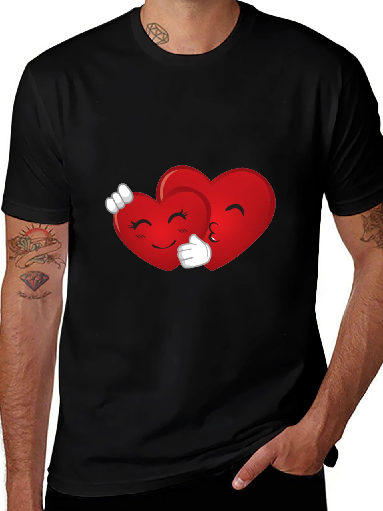 Heart Emoji Hug Black T-Shirt