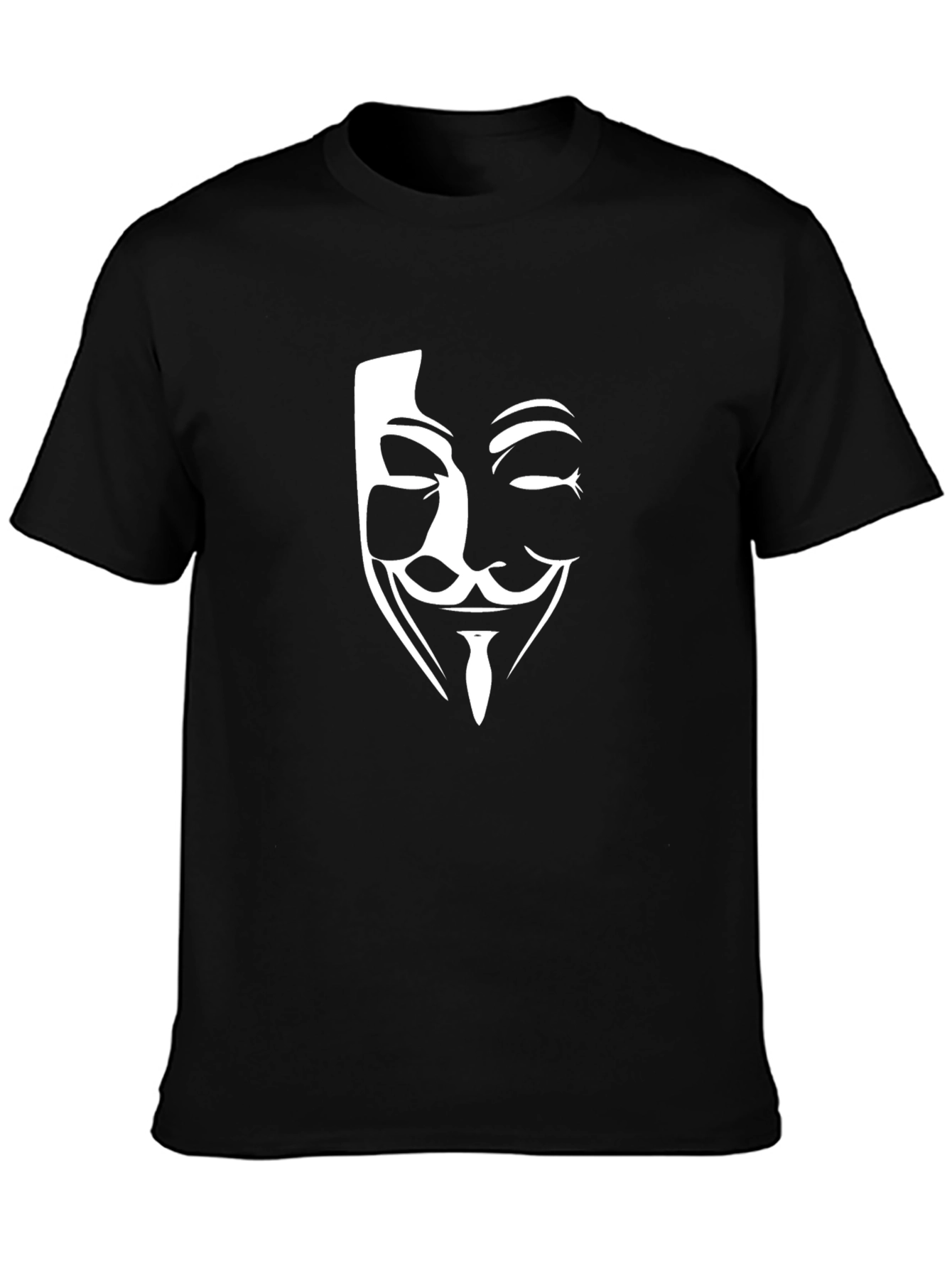 Anonymous Mask Graphic Tee - Black Crew Neck T-Shirt