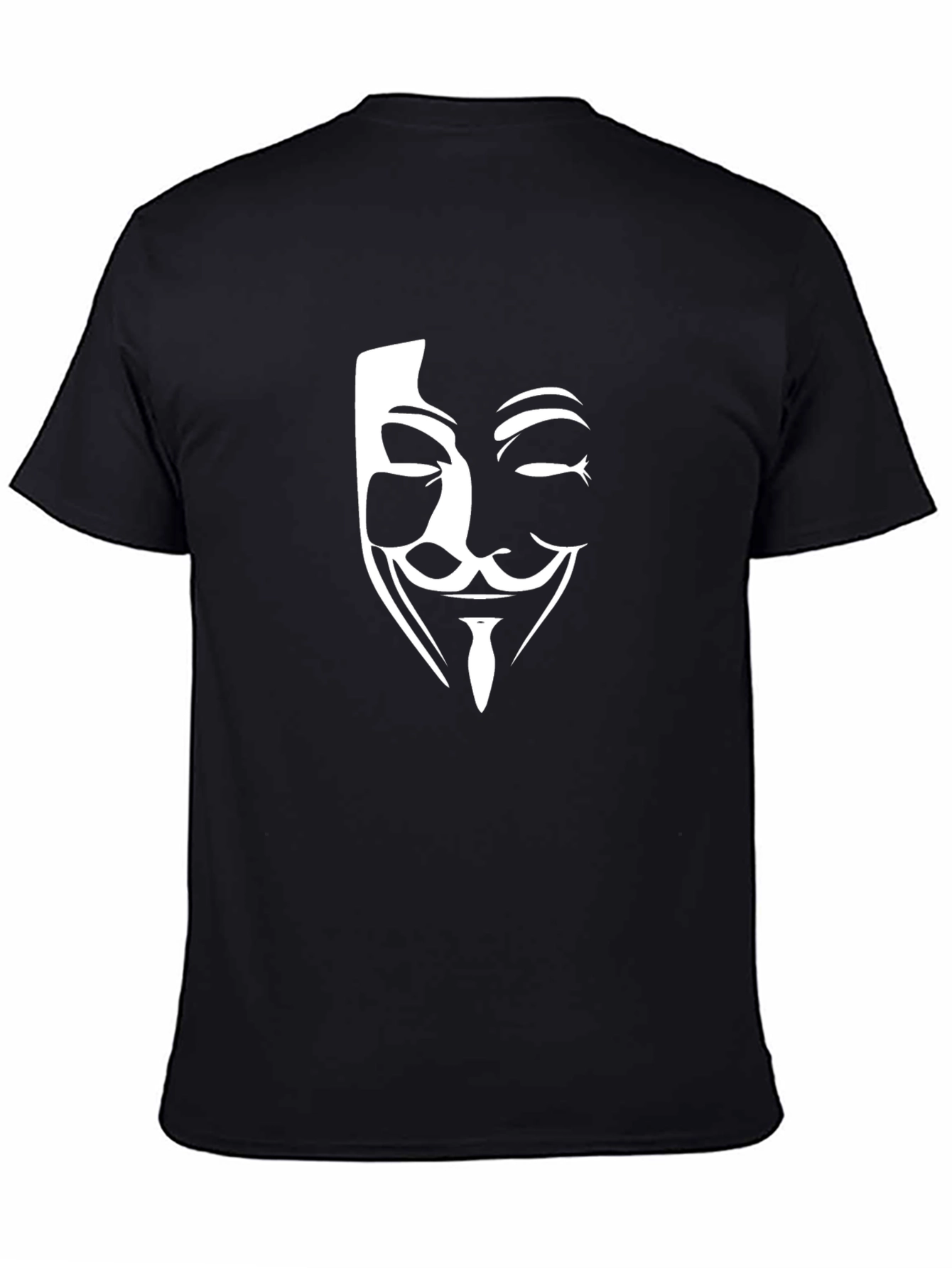 Anonymous Mask Graphic Tee - Black Crew Neck T-Shirt