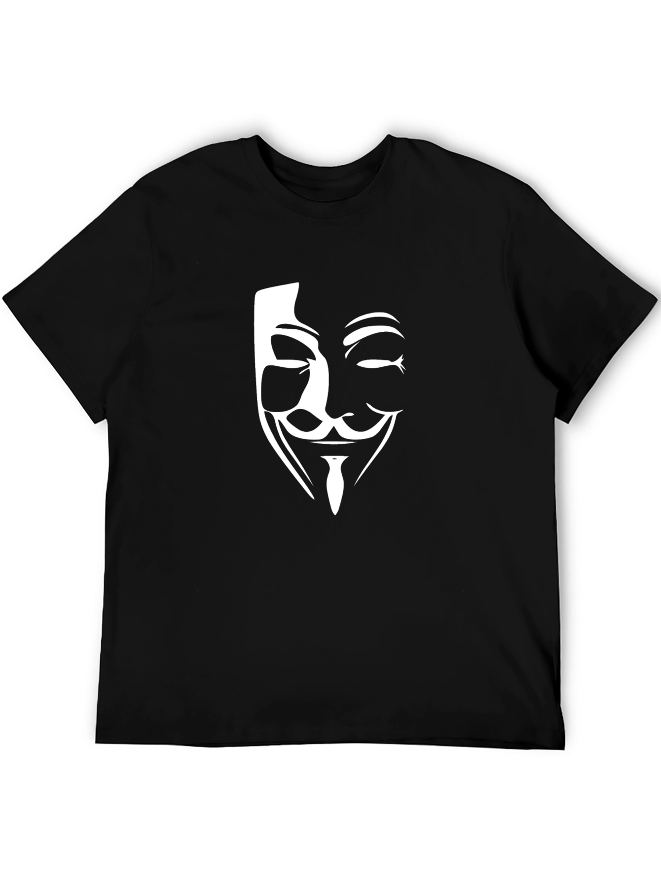 Anonymous Mask Graphic Tee - Black Crew Neck T-Shirt