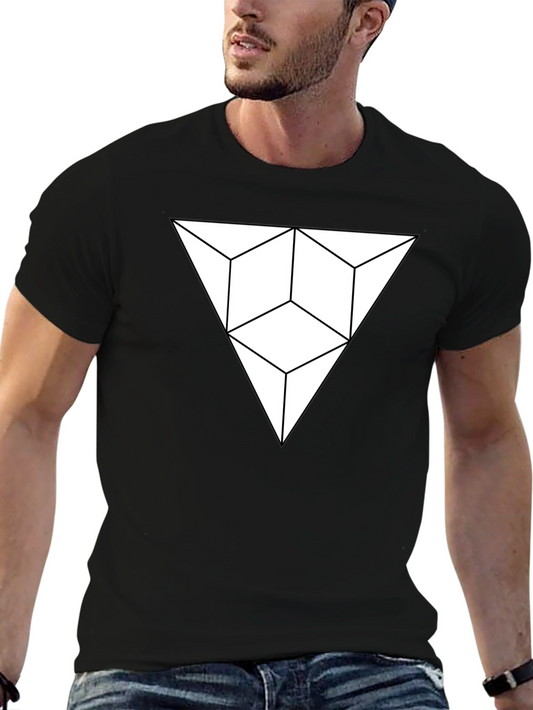 Geometric Illusion Triangle Black T-Shirt
