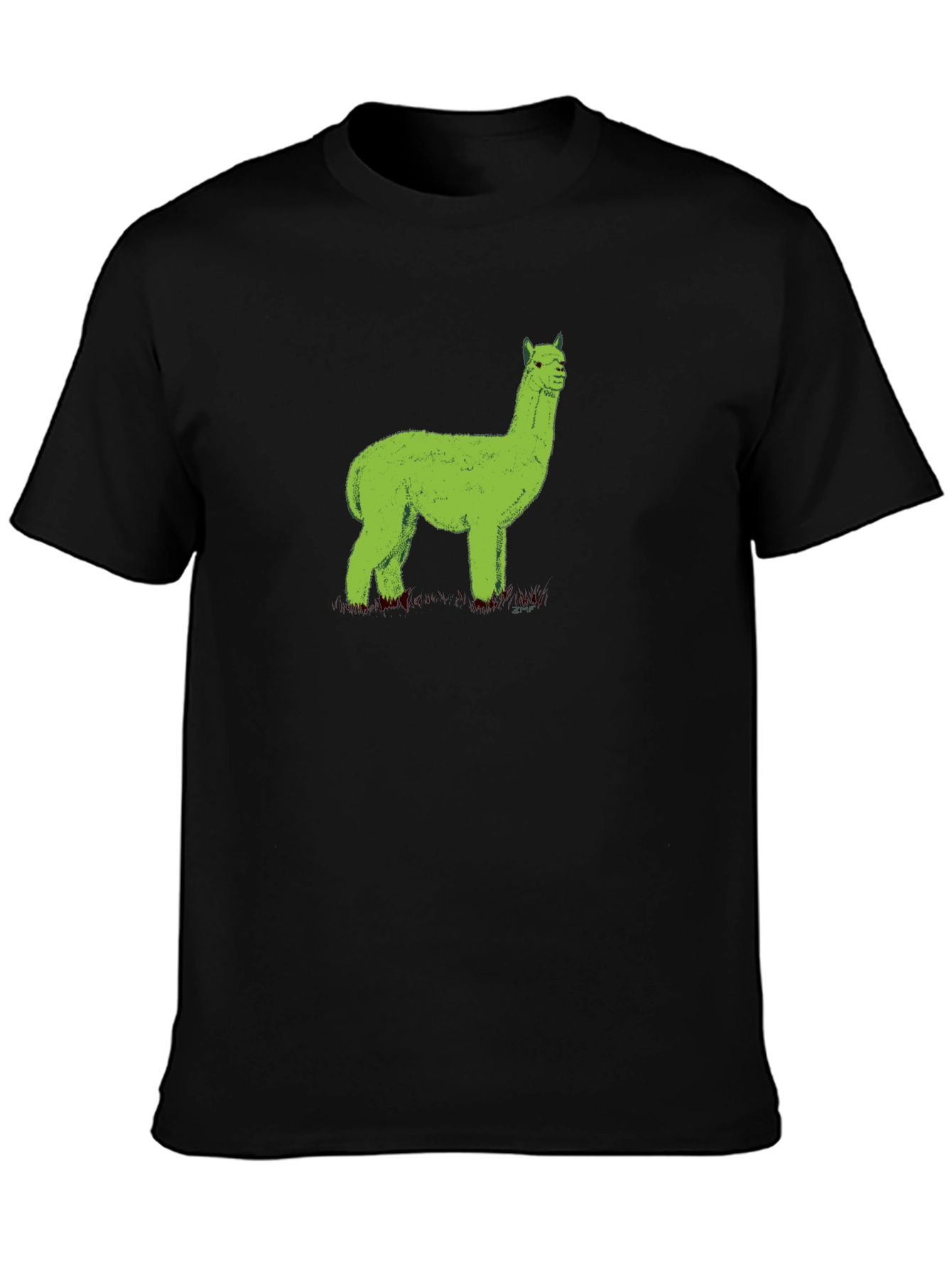 Green Alpaca Graphic Tee - Black Unisex Shirt