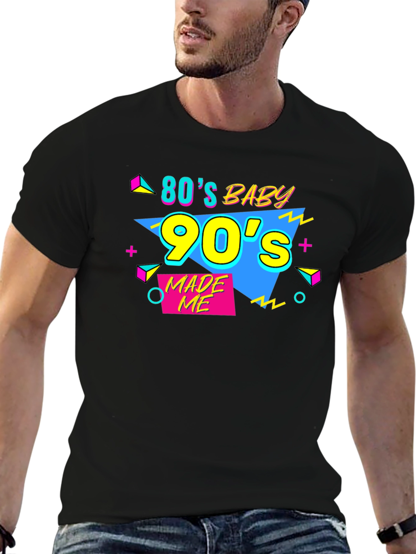 80s Baby 90s Made Me Black T-Shirt