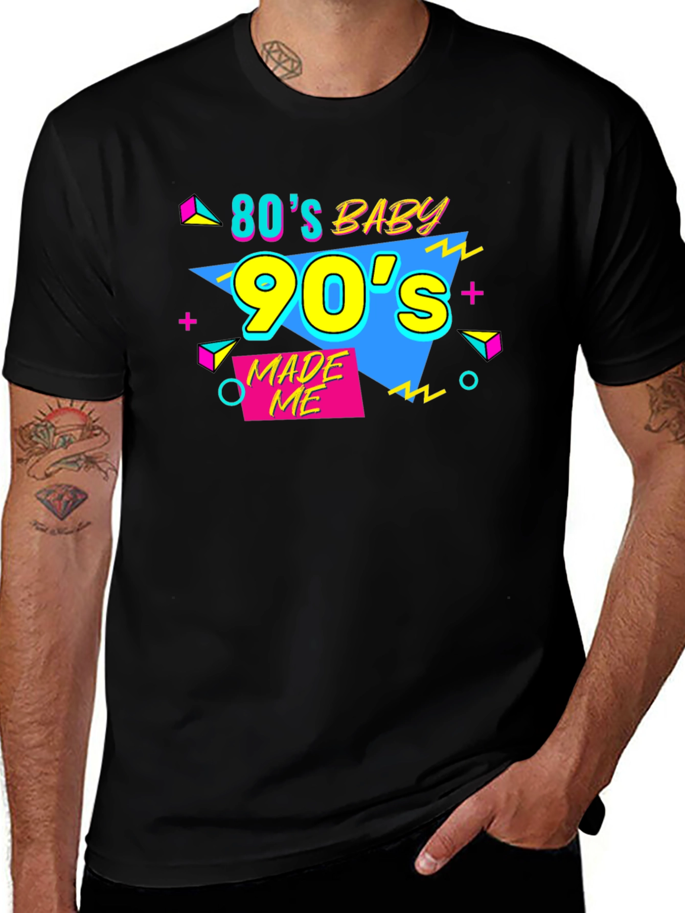 80s Baby 90s Made Me Black T-Shirt