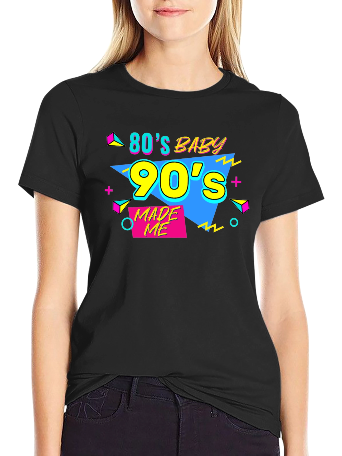 80s Baby 90s Made Me Black T-Shirt