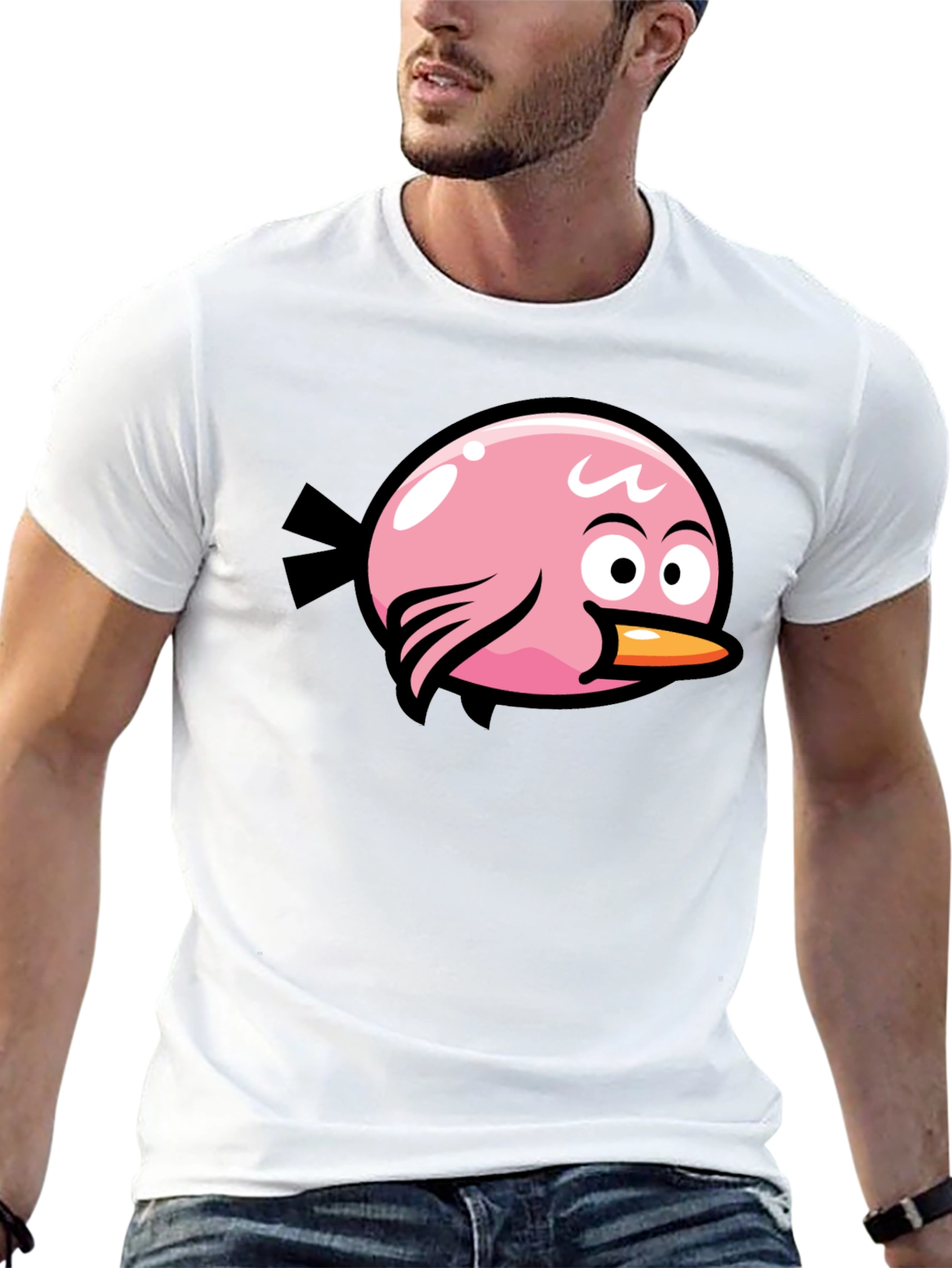 Angry Birds Pink Bird Black T-Shirt