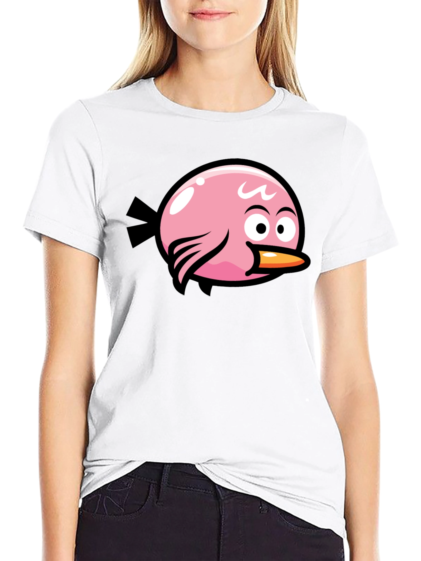 Angry Birds Pink Bird Black T-Shirt