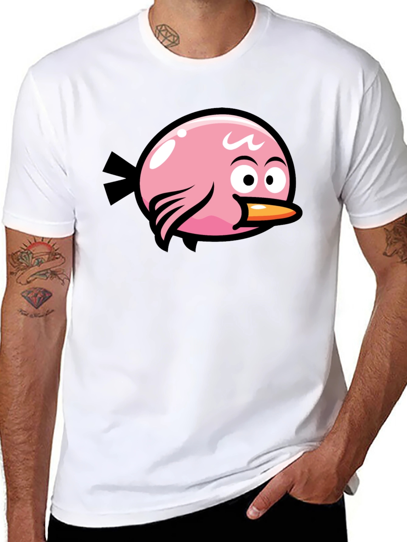 Angry Birds Pink Bird Black T-Shirt