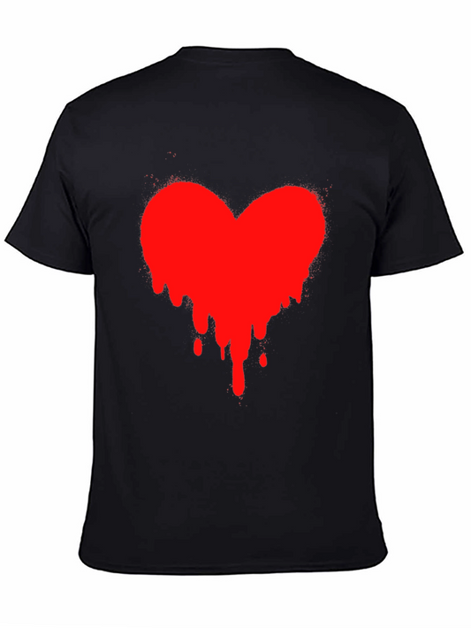 Heart Drip Black T-Shirt - Express Your Love!
