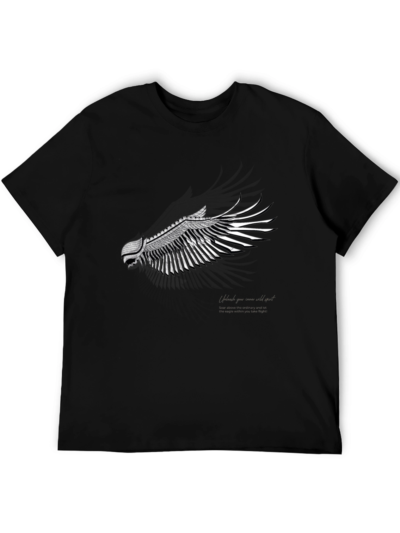 Black T-Shirt with Wing Design