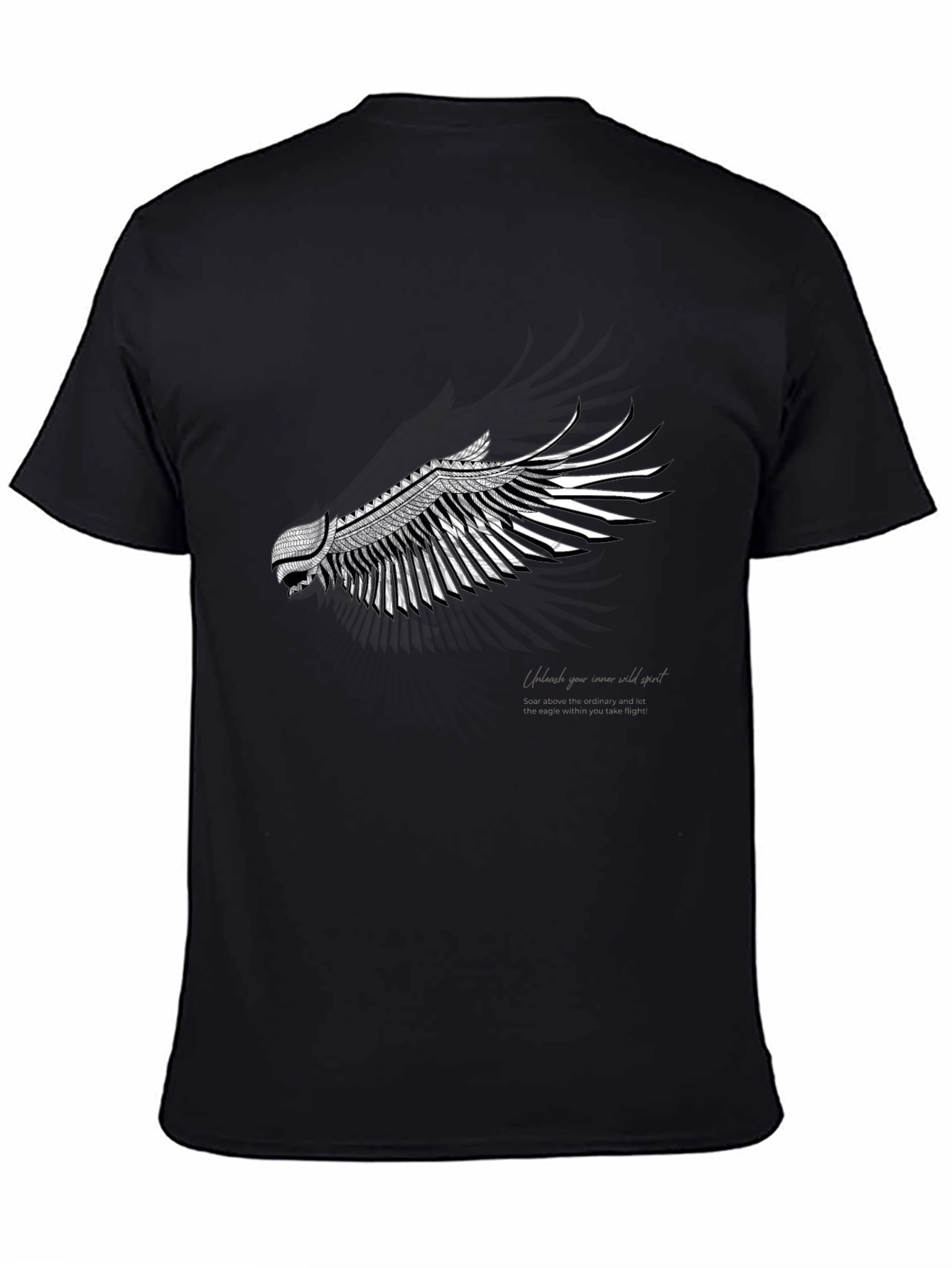 Black T-Shirt with Wing Design