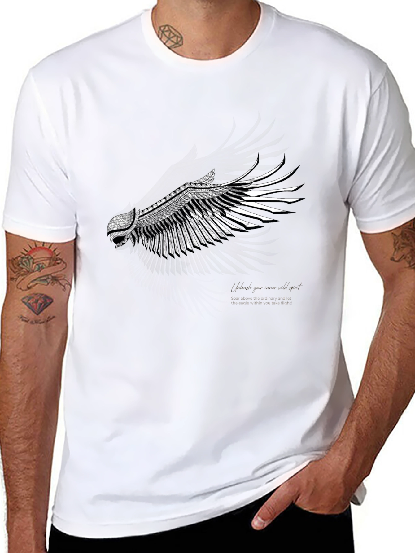 Black T-Shirt with Wing Design