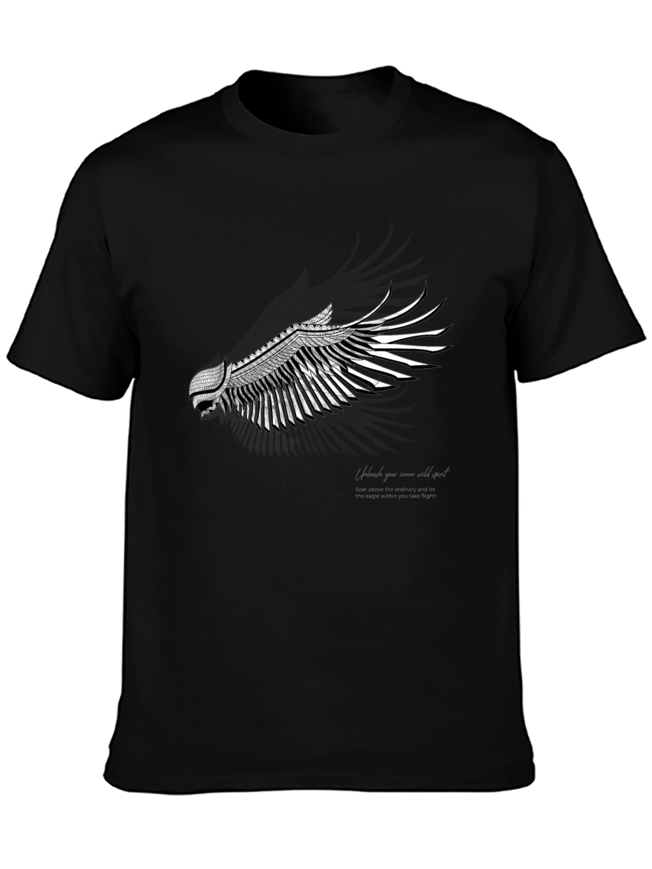 Black T-Shirt with Wing Design