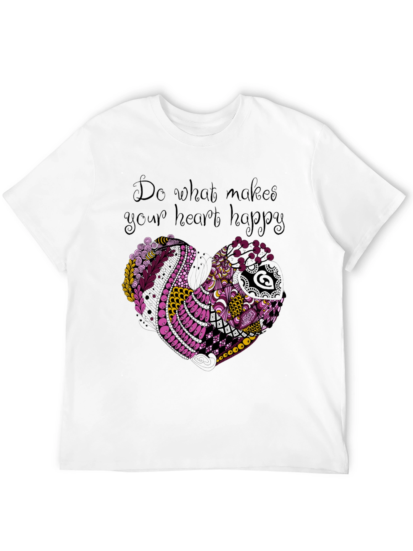 Heart Happy Graphic Tee - Black Cotton Blend T-Shirt