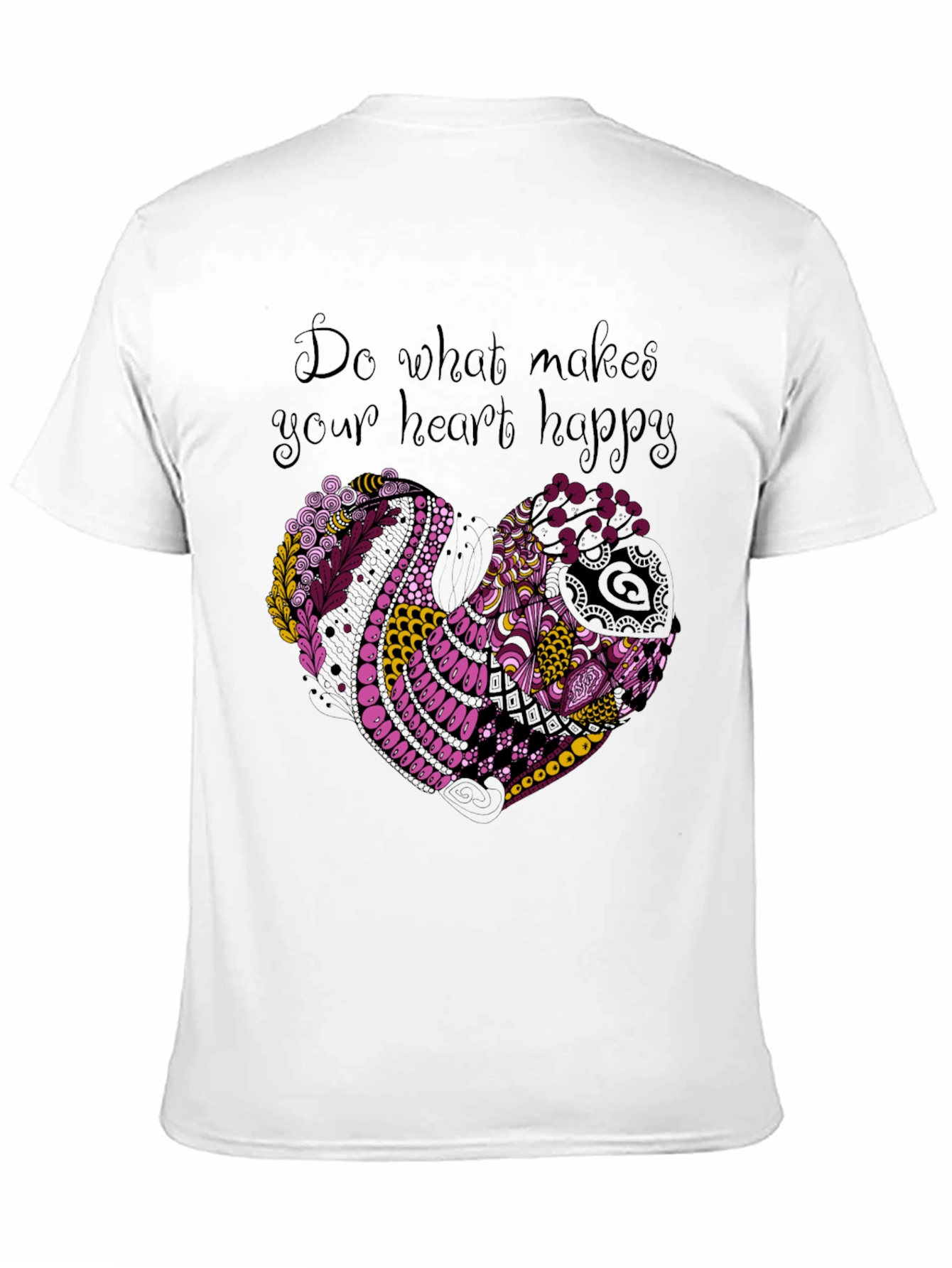 Heart Happy Graphic Tee - Black Cotton Blend T-Shirt