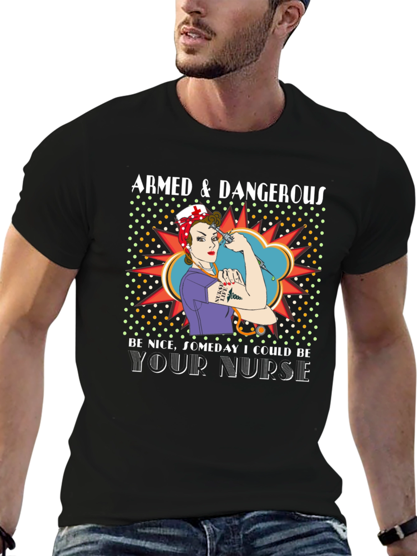 Armed & Dangerous Nurse Graphic T-Shirt